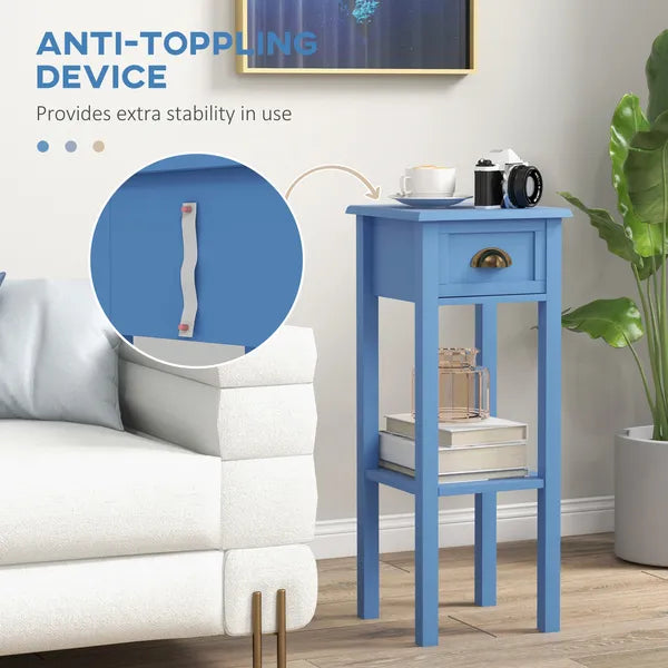 2-Tier Side Table with Drawer Shelf, End Table for Living Room Hallway, Light Blue - product image 6