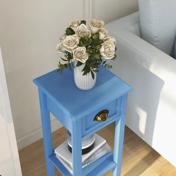 2-Tier Side Table with Drawer Shelf, End Table for Living Room Hallway, Light Blue - product image 7