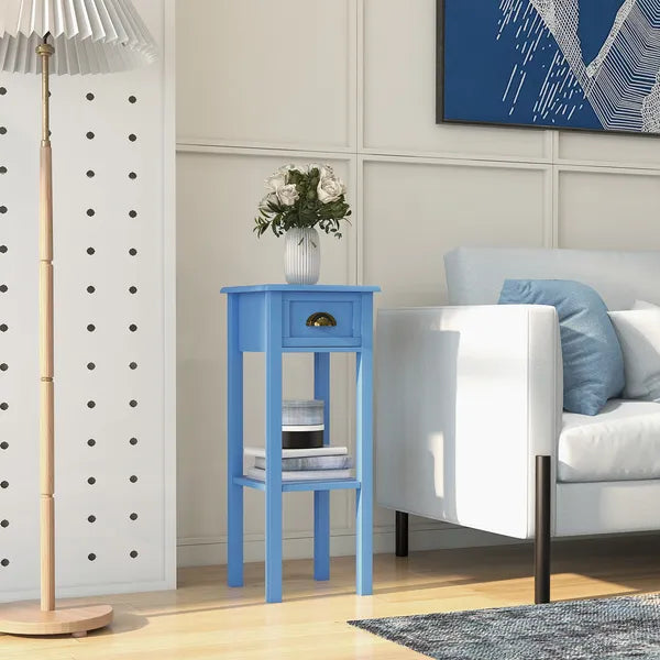 2-Tier Side Table with Drawer Shelf, End Table for Living Room Hallway, Light Blue - product image 10