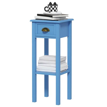 2-Tier Side Table with Drawer Shelf, End Table for Living Room Hallway, Light Blue - product image 1