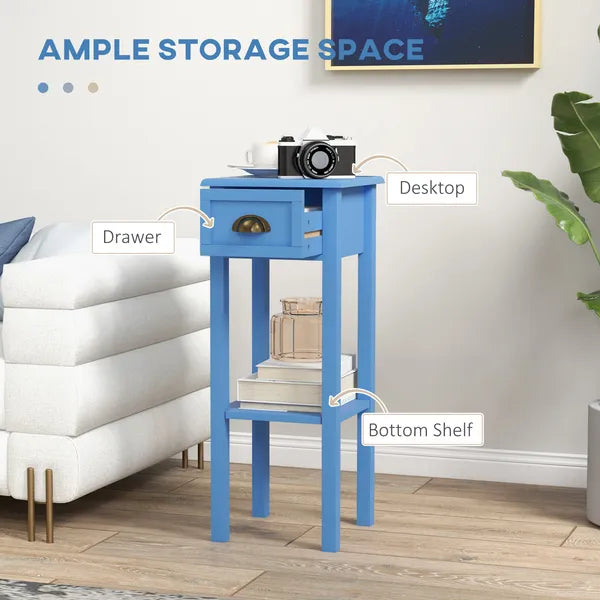 2-Tier Side Table with Drawer Shelf, End Table for Living Room Hallway, Light Blue - product image 4