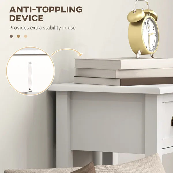 2-Tier Side Tables Set of 2 with Drawer and Shelf, 2 Pieces End Tables for Living Room and Hallway, White - product image 6