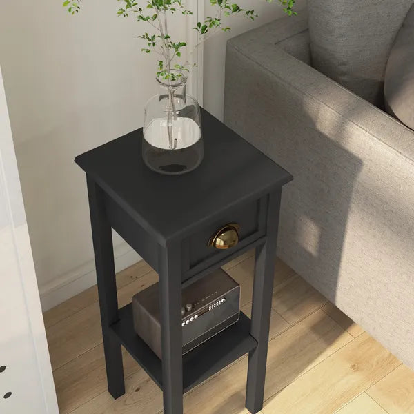 2-Tier Side Tables Set of 2 with Drawer Shelf, 2 Pieces End Tables for Living Room Hallway, Black - product image 7
