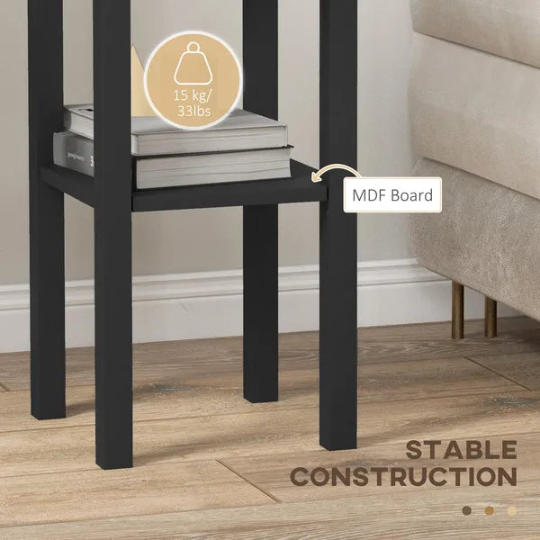 2-Tier Side Tables Set of 2 with Drawer Shelf, 2 Pieces End Tables for Living Room Hallway, Black - product image 5