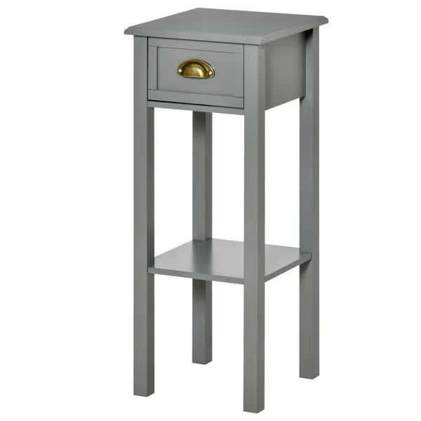 HOMCOM 2-Tier Tall Side Table, Night Stand Narrow Accent Table with Drawer and Bottom Shelf for Space Saving, for Living Room or Bedroom, Gray - product image 10