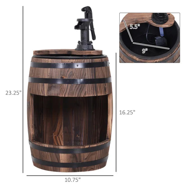 2-Tier Wooden Water Pump Fountain with Flower Box Base Durable Design for Garden Decor - product image 3