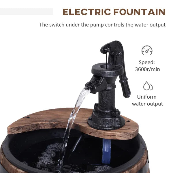 2-Tier Wooden Water Pump Fountain with Flower Box Base Durable Design for Garden Decor - product image 4