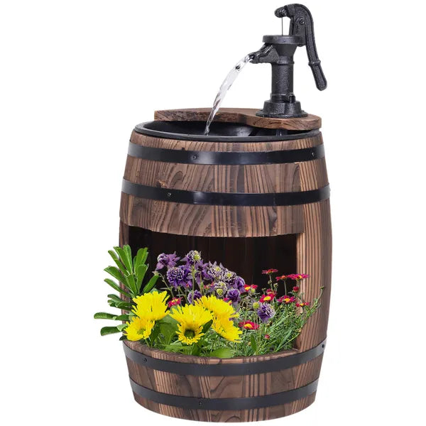 2-Tier Wooden Water Pump Fountain with Flower Box Base Durable Design for Garden Decor - product image 11