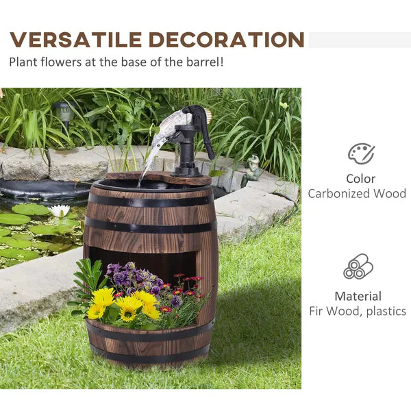 2-Tier Wooden Water Pump Fountain with Flower Box Base Durable Design for Garden Decor - product image 5
