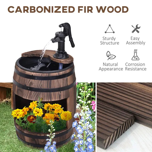 2-Tier Wooden Water Pump Fountain with Flower Box Base Durable Design for Garden Decor - product image 6