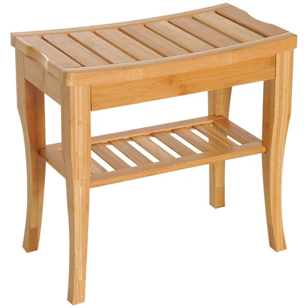 HOMCOM 20 Bamboo Shower Bench 2-Tier Wooden Spa Stool Seat Organizer for Bathroom Bedroom Garden Decor - product image 13