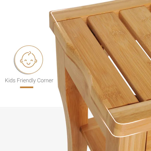 HOMCOM 20 Bamboo Shower Bench 2-Tier Wooden Spa Stool Seat Organizer for Bathroom Bedroom Garden Decor - product image 7