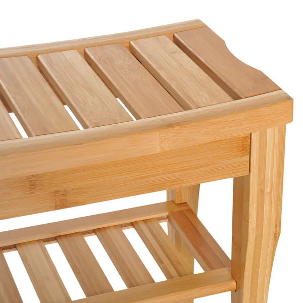 HOMCOM 20 Bamboo Shower Bench 2-Tier Wooden Spa Stool Seat Organizer for Bathroom Bedroom Garden Decor - product image 9