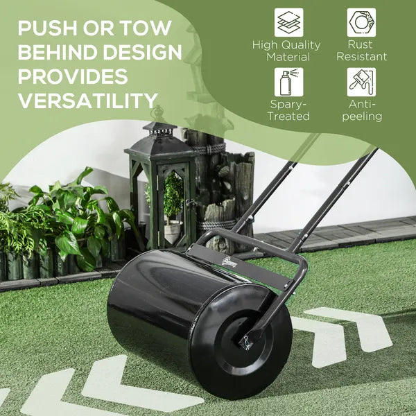 20-Inch Push/Tow Behind Lawn Roller Filled with 10 Gal Water or Sand for Flattening Sod in the Garden, Black - product image 6