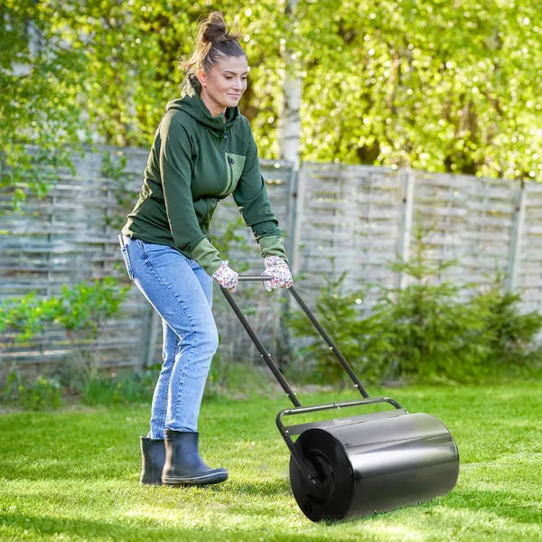 20-Inch Push/Tow Behind Lawn Roller Filled with 10 Gal Water or Sand for Flattening Sod in the Garden, Black - product image 2
