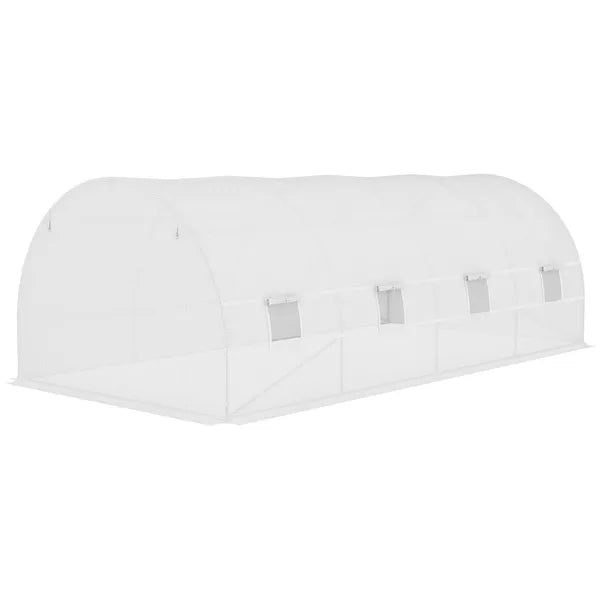 Outsunny 20' x 10' x 7' Greenhouse Replacement Walk-in PE Hot House Cover with 12 Windows Roll-Up and Zipper Door, White - product image 7