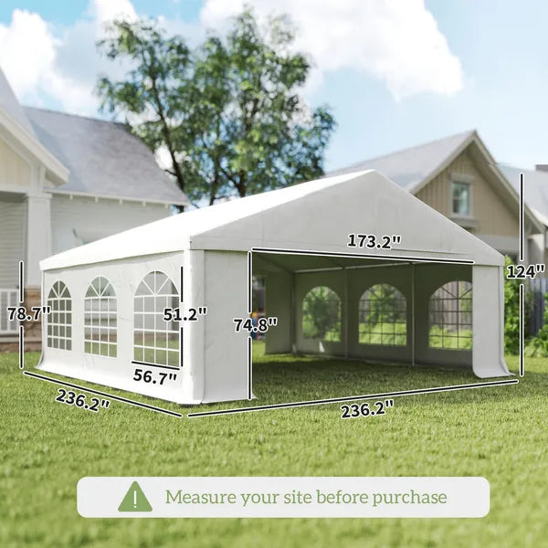 Outsunny 20' x 20' Heavy-duty Large Wedding Tent, Outdoor Carport Garage Party Tent, Patio Gazebo Canopy with Sidewall, White - product image 3