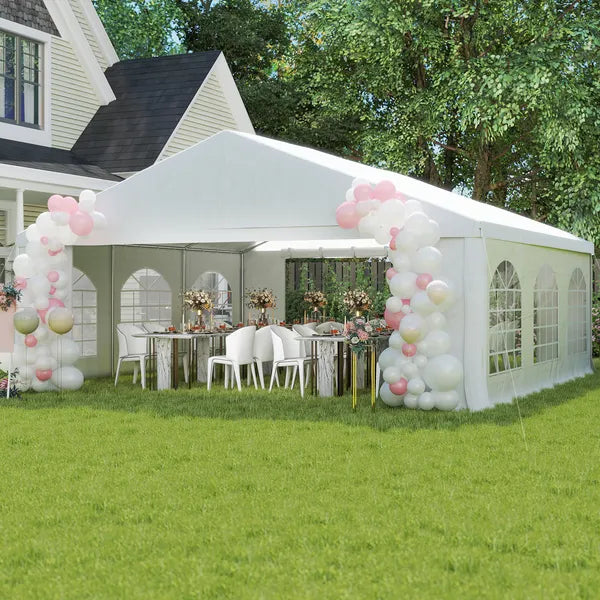 Outsunny 20' x 20' Heavy-duty Large Wedding Tent, Outdoor Carport Garage Party Tent, Patio Gazebo Canopy with Sidewall, White - product image 9