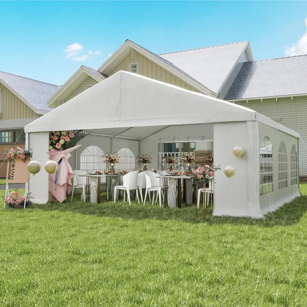Outsunny 20' x 20' Heavy-duty Large Wedding Tent, Outdoor Carport Garage Party Tent, Patio Gazebo Canopy with Sidewall, White - product image 2