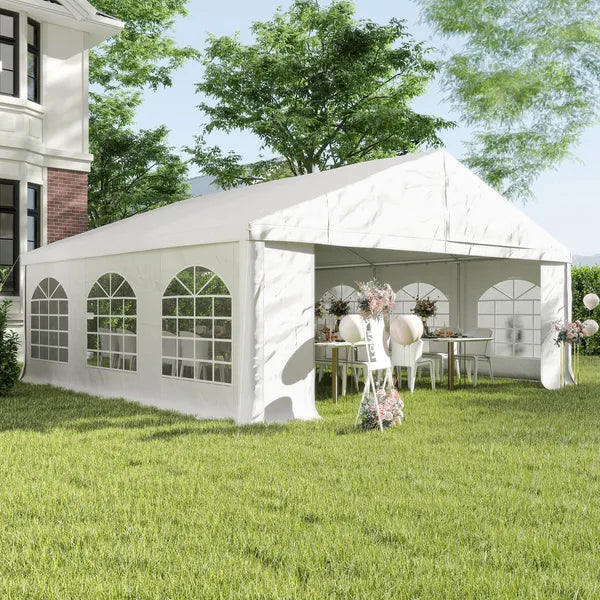 Outsunny 20' x 20' Heavy-duty Large Wedding Tent, Outdoor Carport Garage Party Tent, Patio Gazebo Canopy with Sidewall, White - product image 10