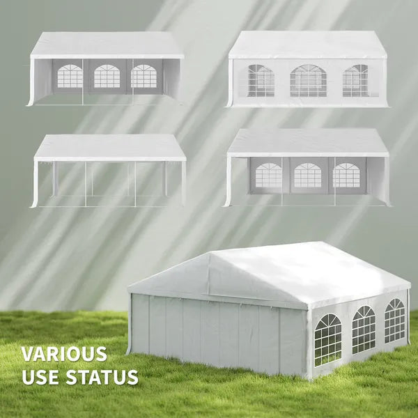 Outsunny 20' x 20' Heavy-duty Large Wedding Tent, Outdoor Carport Garage Party Tent, Patio Gazebo Canopy with Sidewall, White - product image 4