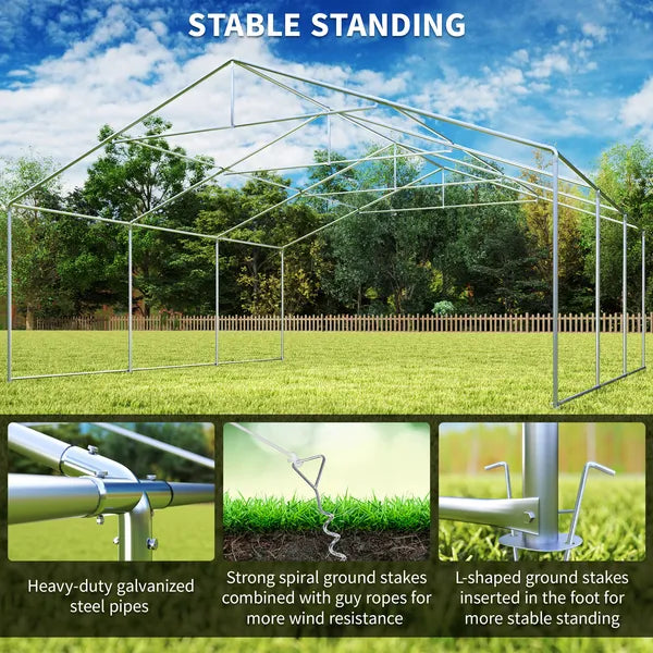 Outsunny 20' x 20' Heavy-duty Large Wedding Tent, Outdoor Carport Garage Party Tent, Patio Gazebo Canopy with Sidewall, White - product image 5