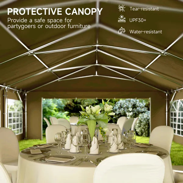 Outsunny 20 ft x 40 ft Party Tent, Outdoor Canopy Tent with Removable Sidewalls, 12 Windows for Parties, Wedding, Events, BBQ, Brown - product image 7