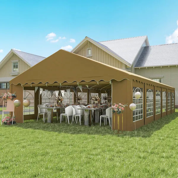 Outsunny 20 ft x 40 ft Party Tent, Outdoor Canopy Tent with Removable Sidewalls, 12 Windows for Parties, Wedding, Events, BBQ, Brown - product image 2