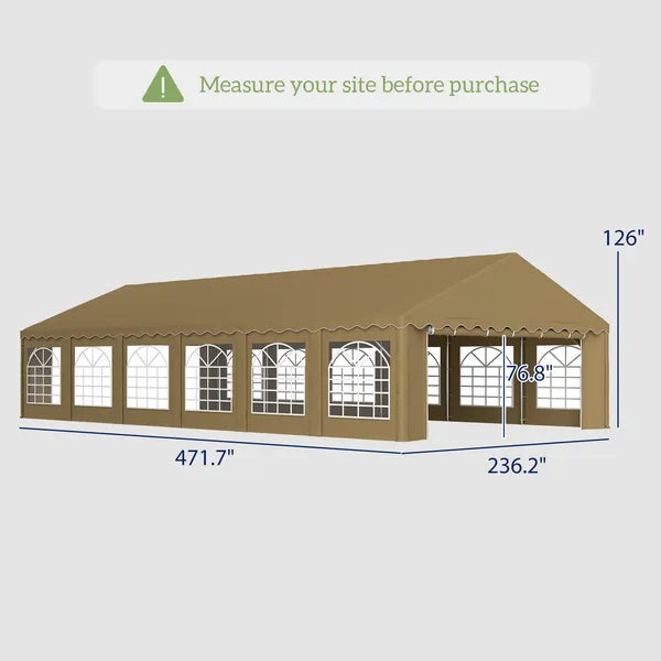 Outsunny 20 ft x 40 ft Party Tent, Outdoor Canopy Tent with Removable Sidewalls, 12 Windows for Parties, Wedding, Events, BBQ, Brown - product image 3