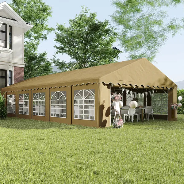 Outsunny 20 ft x 40 ft Party Tent, Outdoor Canopy Tent with Removable Sidewalls, 12 Windows for Parties, Wedding, Events, BBQ, Brown - product image 10
