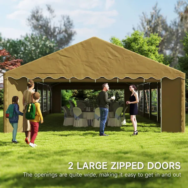 Outsunny 20 ft x 40 ft Party Tent, Outdoor Canopy Tent with Removable Sidewalls, 12 Windows for Parties, Wedding, Events, BBQ, Brown - product image 6