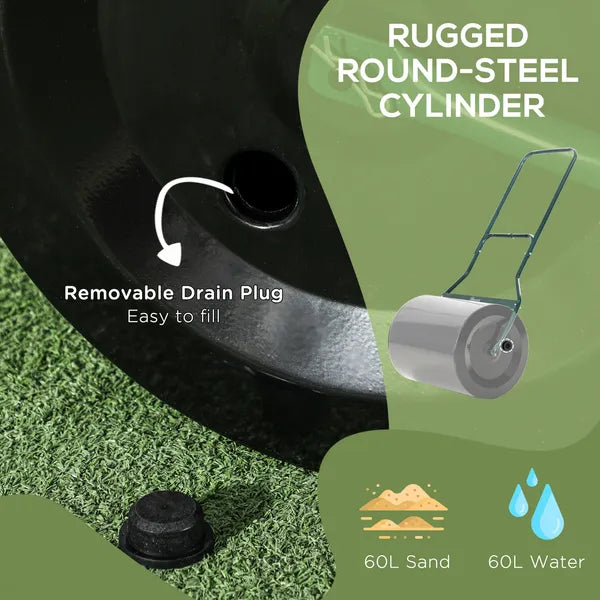 Outsunny 20 Inch Sod Roller with Push Tow Handle and 15.9 Gallon Drum Black - product image 7