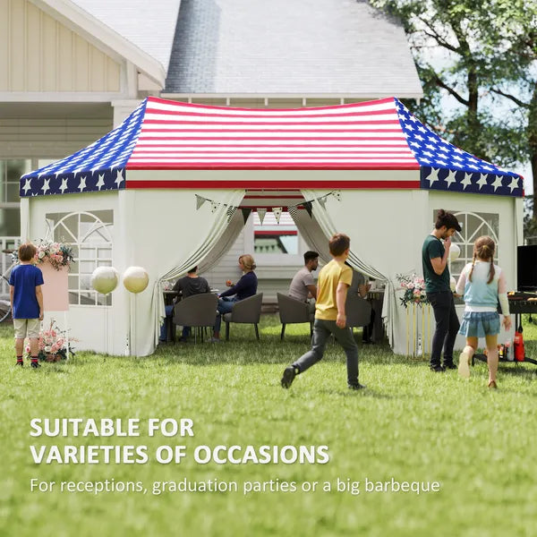 22.3 x 16.4 ft Heavy Duty Party Tent, Outdoor Canopy Tent with 2 Doors and 6 Windows, American Flag - product image 4