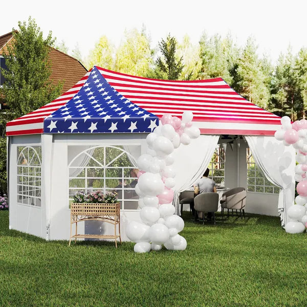 22.3 x 16.4 ft Heavy Duty Party Tent, Outdoor Canopy Tent with 2 Doors and 6 Windows, American Flag - product image 9