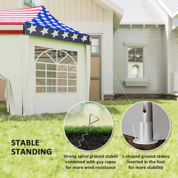 22.3 x 16.4 ft Heavy Duty Party Tent, Outdoor Canopy Tent with 2 Doors and 6 Windows, American Flag - product image 6
