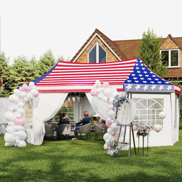 22.3 x 16.4 ft Heavy Duty Party Tent, Outdoor Canopy Tent with 2 Doors and 6 Windows, American Flag - product image 8