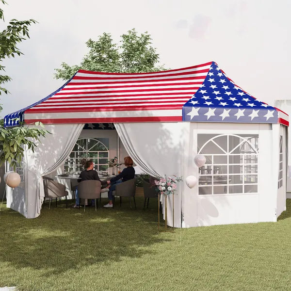 22.3 x 16.4 ft Heavy Duty Party Tent, Outdoor Canopy Tent with 2 Doors and 6 Windows, American Flag - product image 10