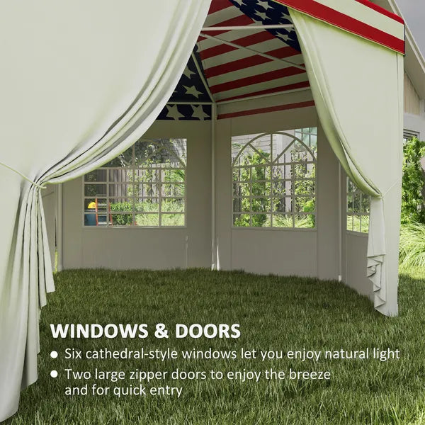 22.3 x 16.4 ft Heavy Duty Party Tent, Outdoor Canopy Tent with 2 Doors and 6 Windows, American Flag - product image 5