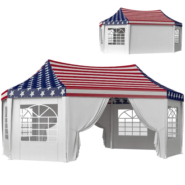 22.3 x 16.4 ft Heavy Duty Party Tent, Outdoor Canopy Tent with 2 Doors and 6 Windows, American Flag - product image 11