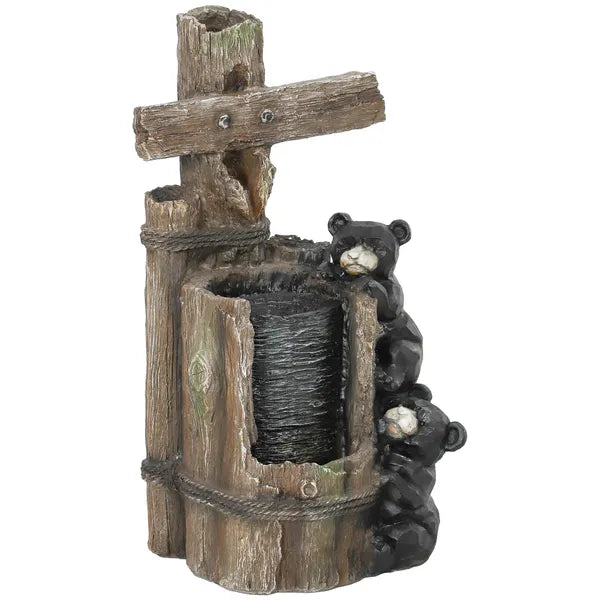 Outsunny 22.8 Inch Water Fountain, 3-Tier Resin Bears on Log Outdoor Waterfall Fountain with LED Lights, Pump - product image 12