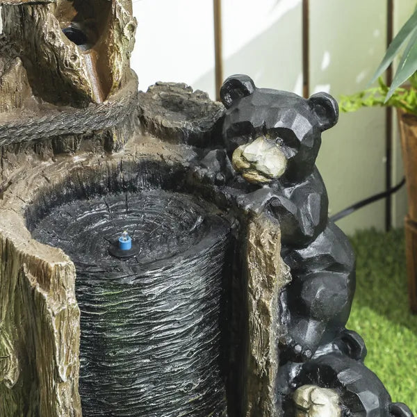 Outsunny 22.8 Inch Water Fountain, 3-Tier Resin Bears on Log Outdoor Waterfall Fountain with LED Lights, Pump - product image 9
