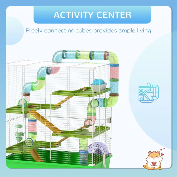 PawHut 23 Inch 5-Tier Hamster Cage with Wheel and Water Bottle, Green - product image 4