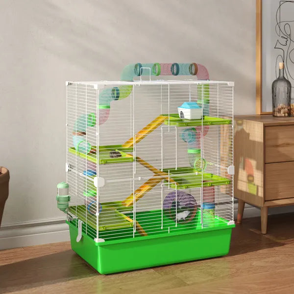PawHut 23 Inch 5-Tier Hamster Cage with Wheel and Water Bottle, Green - product image 10