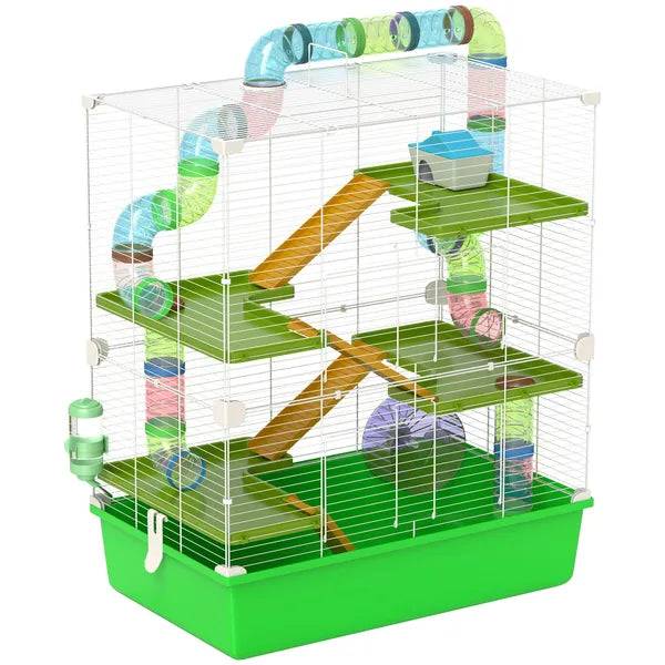 PawHut 23 Inch 5-Tier Hamster Cage with Wheel and Water Bottle, Green - product image 1