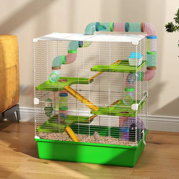 PawHut 23 Inch 5-Tier Hamster Cage with Wheel and Water Bottle, Green - product image 2