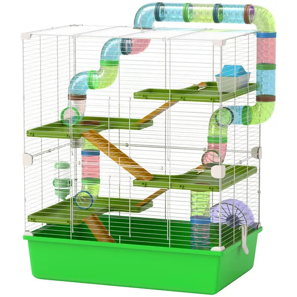 PawHut 23 Inch 5-Tier Hamster Cage with Wheel and Water Bottle, Green - product image 11
