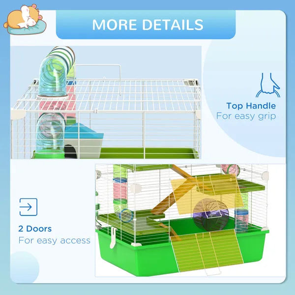 PawHut 23 Inch 5-Tier Hamster Cage with Wheel and Water Bottle, Green - product image 7