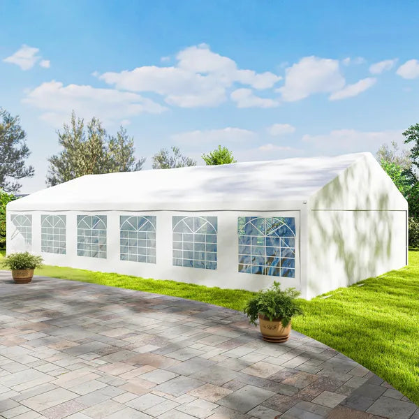 Outsunny 23 ft x 39 ft Large Outdoor Carport Canopy Party Tent with Removable Protective Sidewalls and Windows, White - product image 9