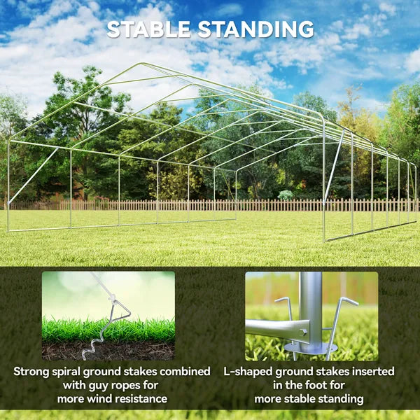 Outsunny 23 ft x 39 ft Large Outdoor Carport Canopy Party Tent with Removable Protective Sidewalls and Windows, White - product image 6