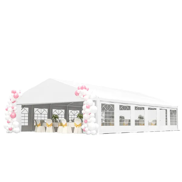 Outsunny 23 ft x 39 ft Large Outdoor Carport Canopy Party Tent with Removable Protective Sidewalls and Windows, White - product image 11